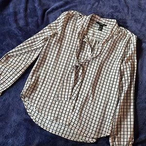 Forever21 Houndstooth Black & Pink Button Down